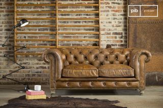 Chesterfield-Zweisitzer-Sofa aus rehbraunem Leder Saint Paul